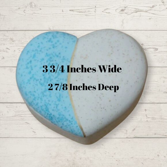 Handmade Ceramic Trinket Dish, Heart Shaped Aqua & Ecru Southwest Style - Picture 7 of 7